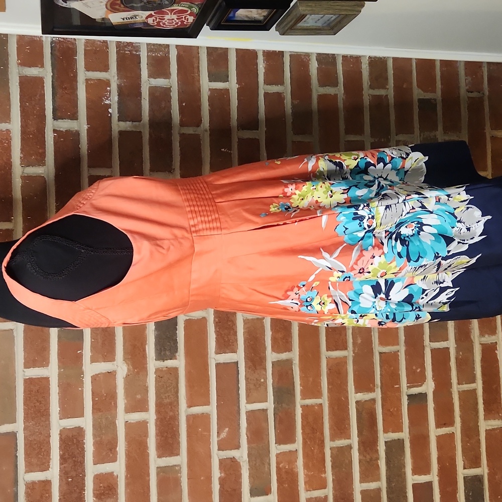 Spense Orange And Floral Sundress, Size 10 - Picture 7 of 8